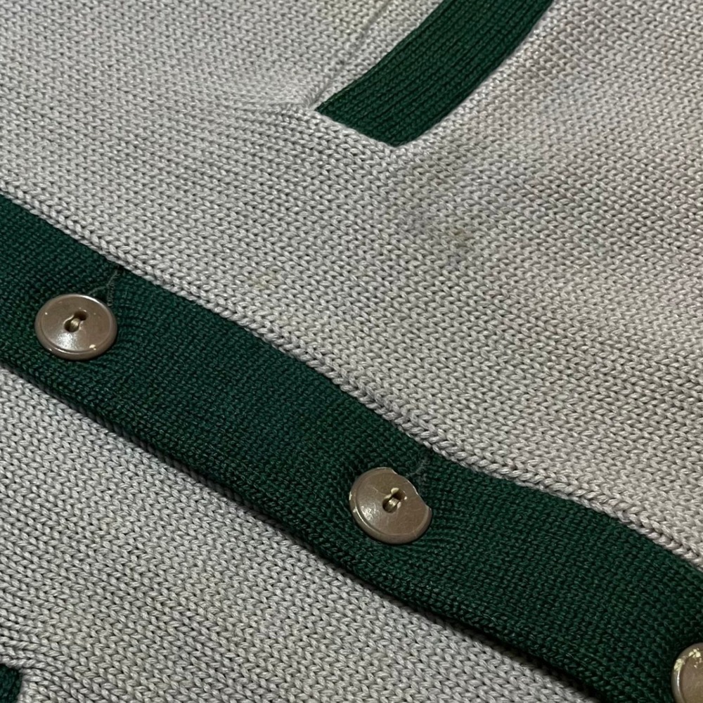 VTG 1950s Lane Tech Chicago Letterman Cardigan Sweater Grey Green Varsity - Picture 10 of 10